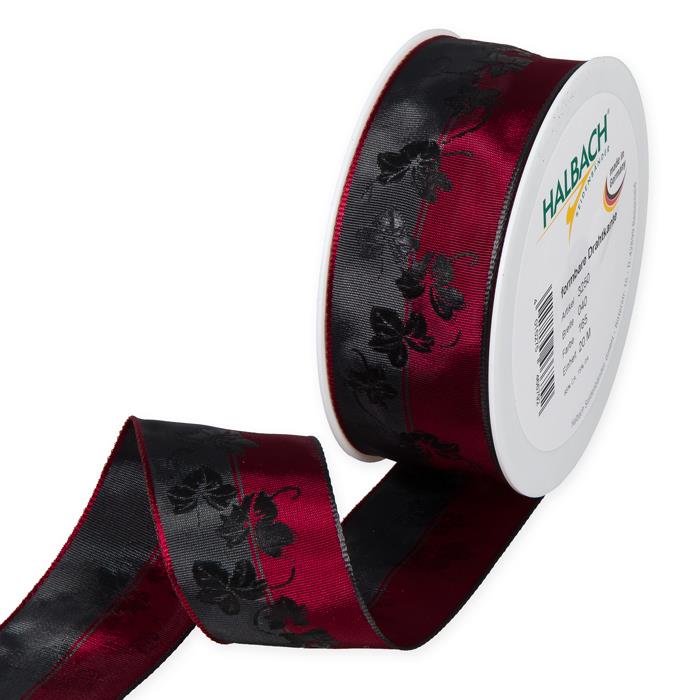 Trauer Druckband Efeu 40mm 20Meter dunkelrot 165 Trauer Druckband Efeu 40mm 20Meter dunkelrot 165