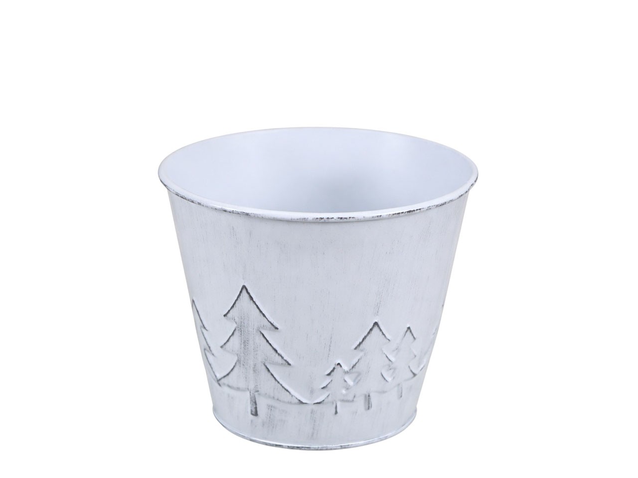 Übertopf Tannenwald Metall weiß D18cm