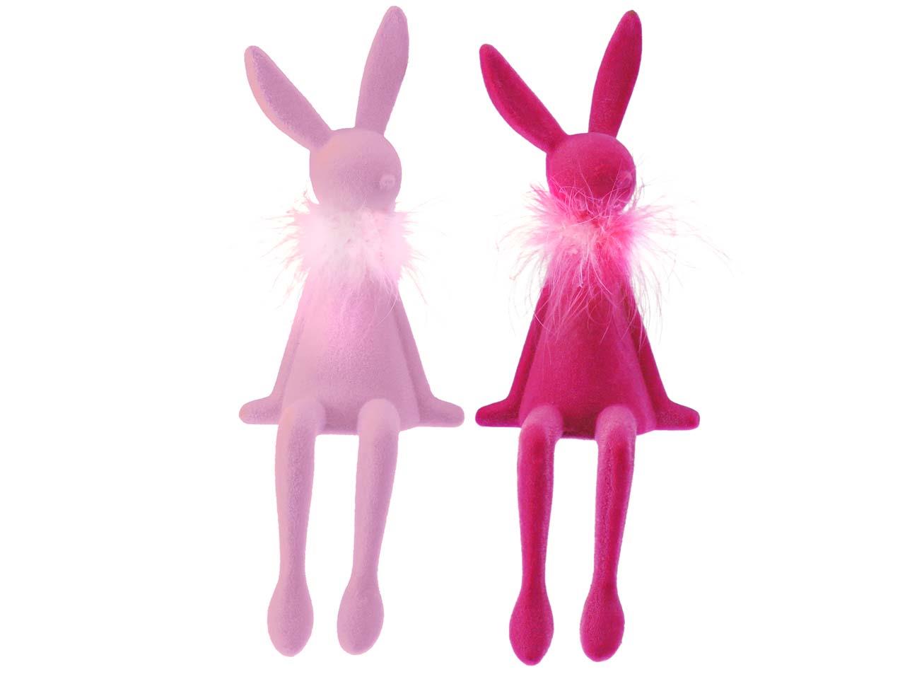 Kantenhocker Hase Federboa Kunststoff beflockt rosamix H38cm