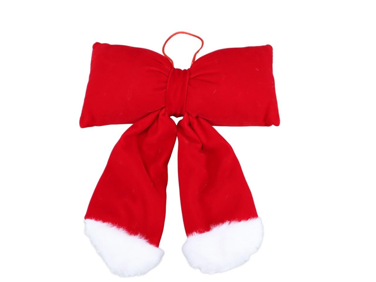 Hänger Weihnachtsschleife Flanell rot/weiß D20x26 cm