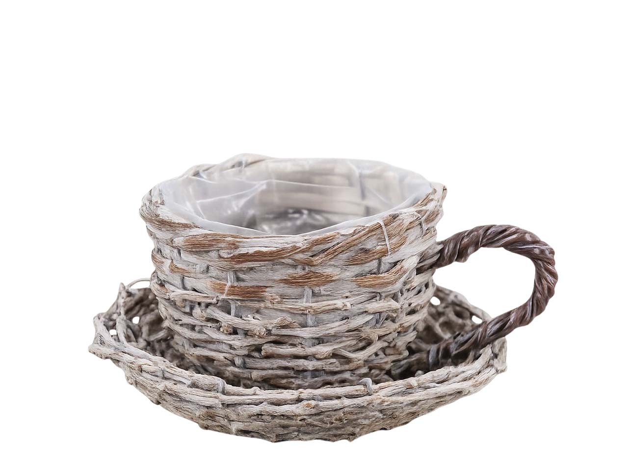 Pflanztasse Weide/Rattan gekalkt  D18xH13xB26cm