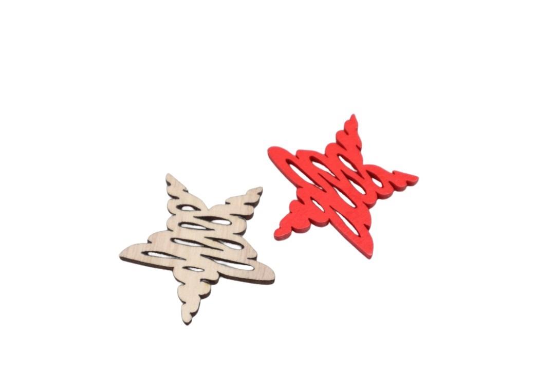 Streuer Stern Holz natur-rot 4cm Streuer Stern Holz natur-rot 4cm