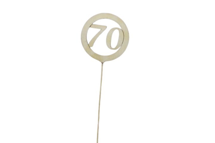Stecker Jubiläum 70 Holz natur D7cm H27cm