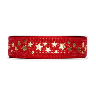 Druckband Sterne 25 mm 18 Meter bright red/gold 77 Druckband Sterne 25 mm 18 Meter bright red/gold 77
