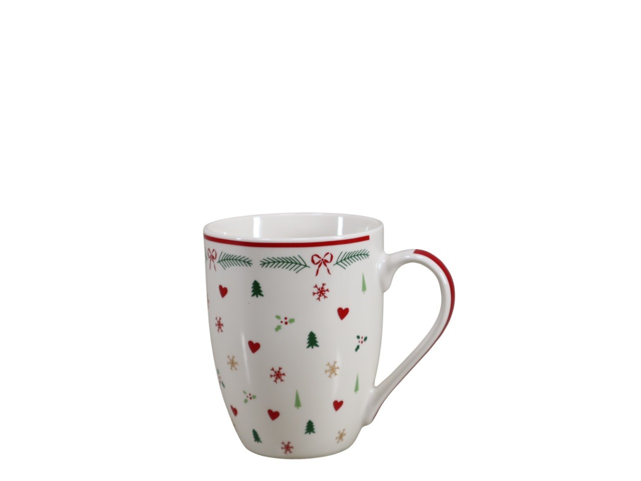 Becher Weihnachtsmotive weiß-rot D11,5x8,5xH10,5cm
