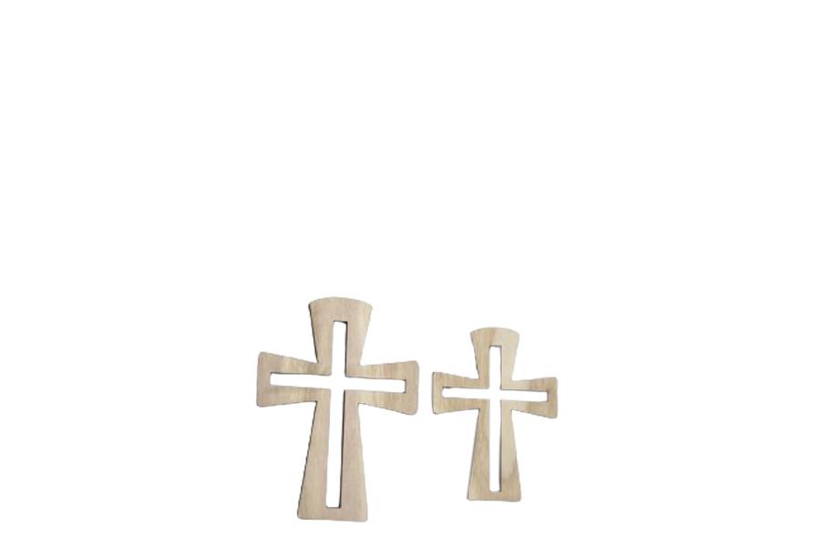 Kreuz Holz natur L14x10cm+L11x8cm