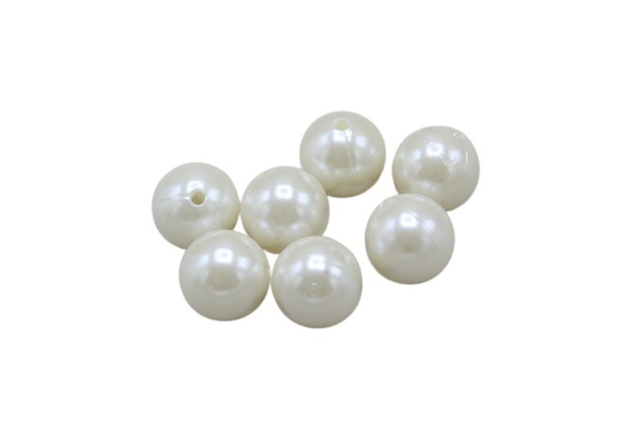 Perlen Kunststoff creme 14mm 300 Gramm