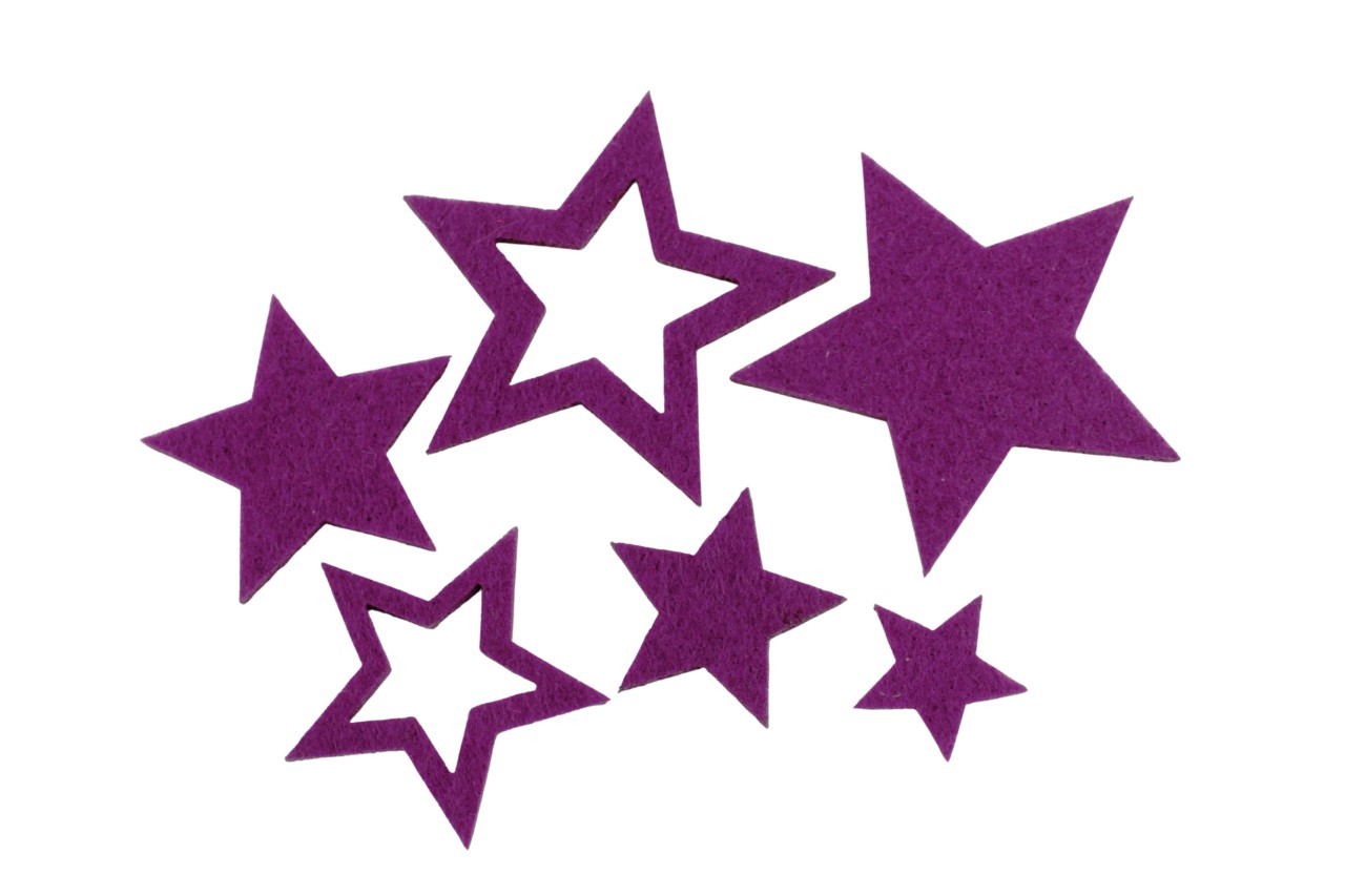 Streuer Filzsterne Mix Deluxe 6-fach berry D2,5-6,8cm