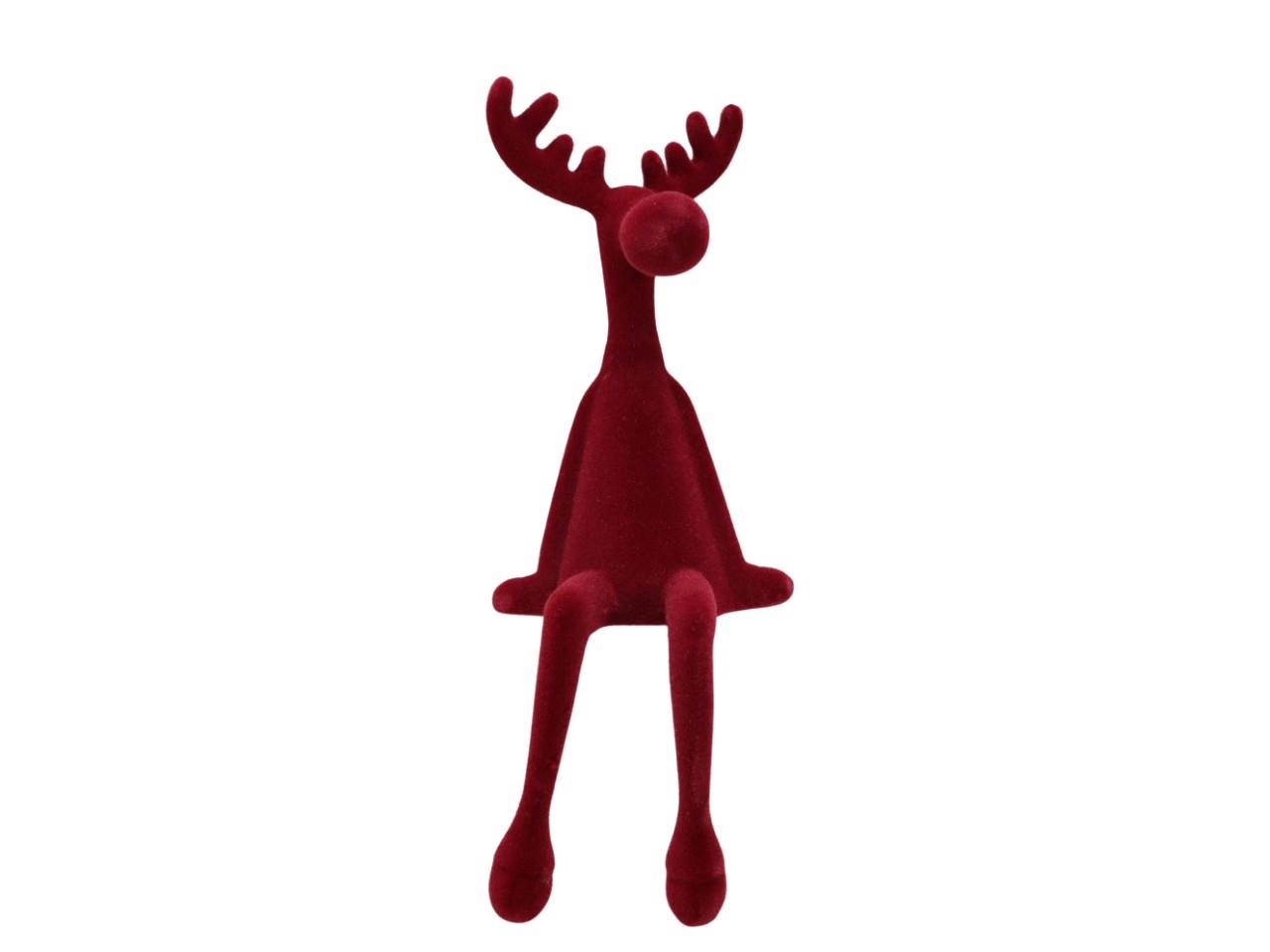 Rentier sitzend beflockt Kunststoff burgund 35,6cm Rentier sitzend beflockt Kunststoff burgund 35,6cm