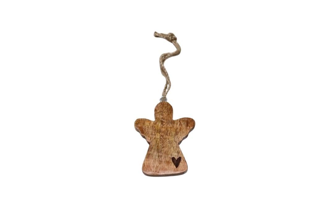 Hänger Engel Holz natur 8x10cm