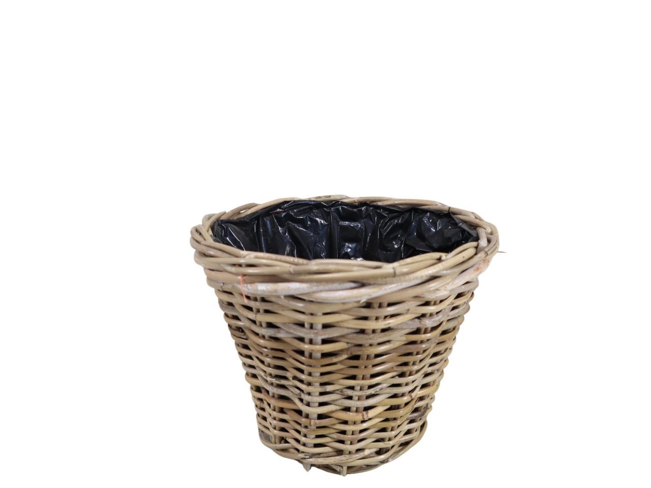 Pflanzübertopf Kubu-Rattan grau D30xH23cm