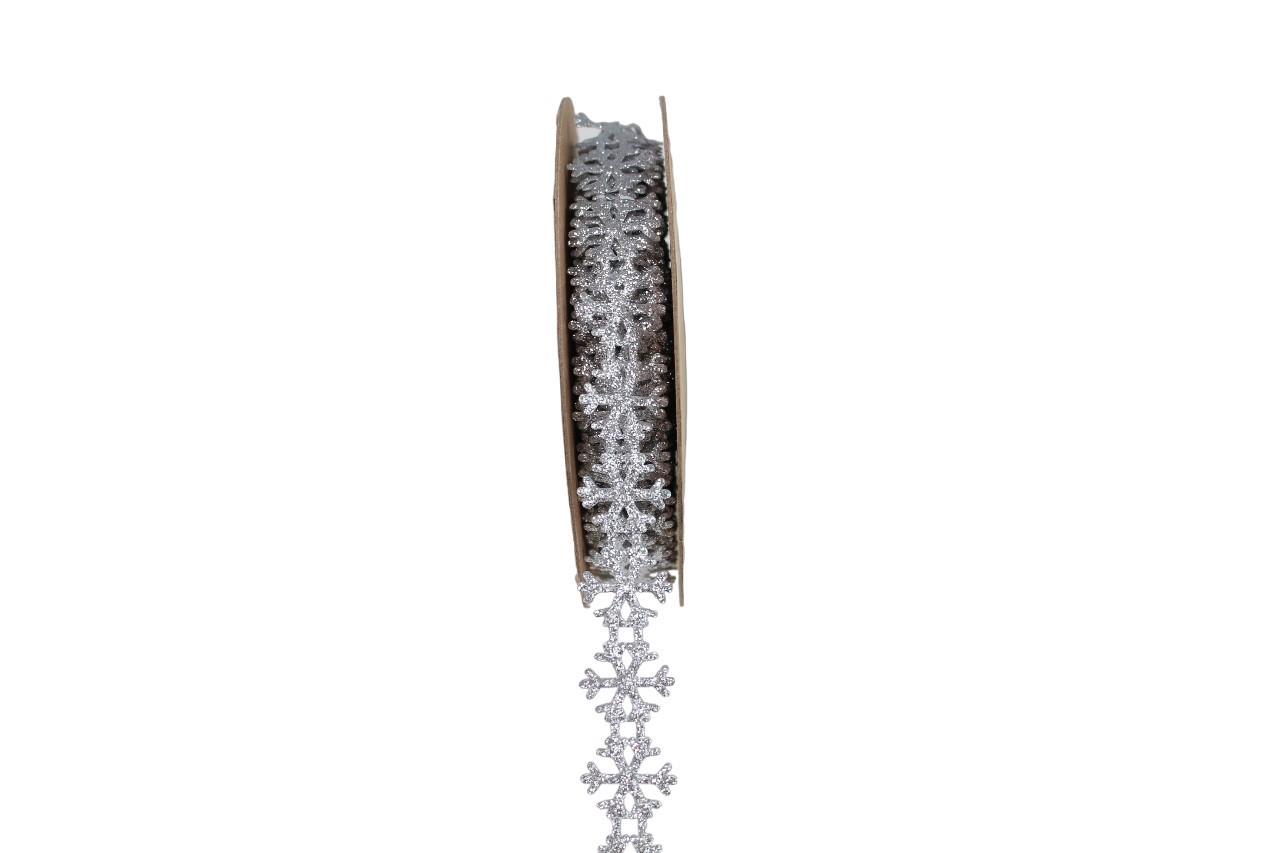 Band Snowflake 20 mm 10 Meter silber 127