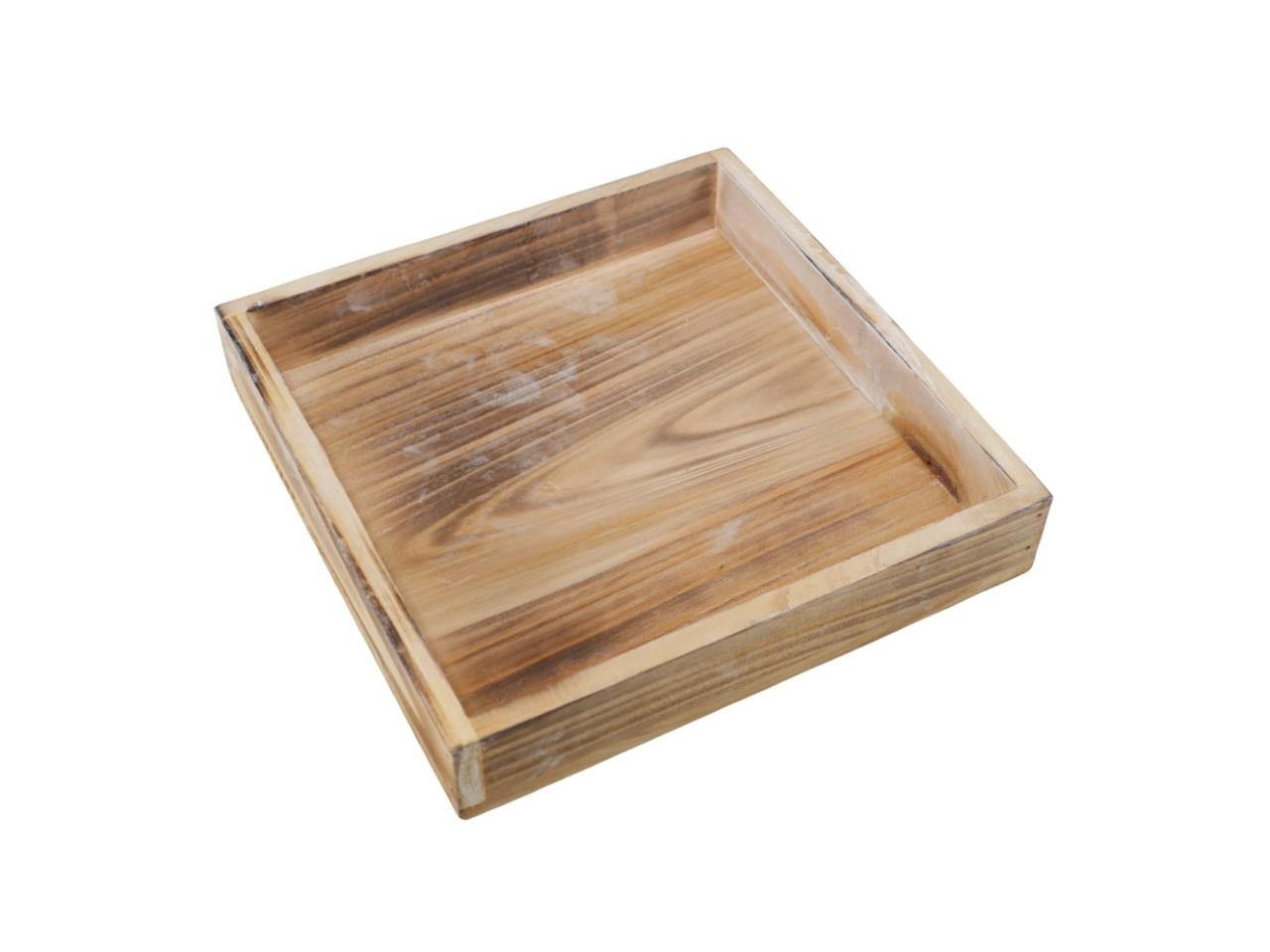 Tablett viereckig Holz natur D20cm