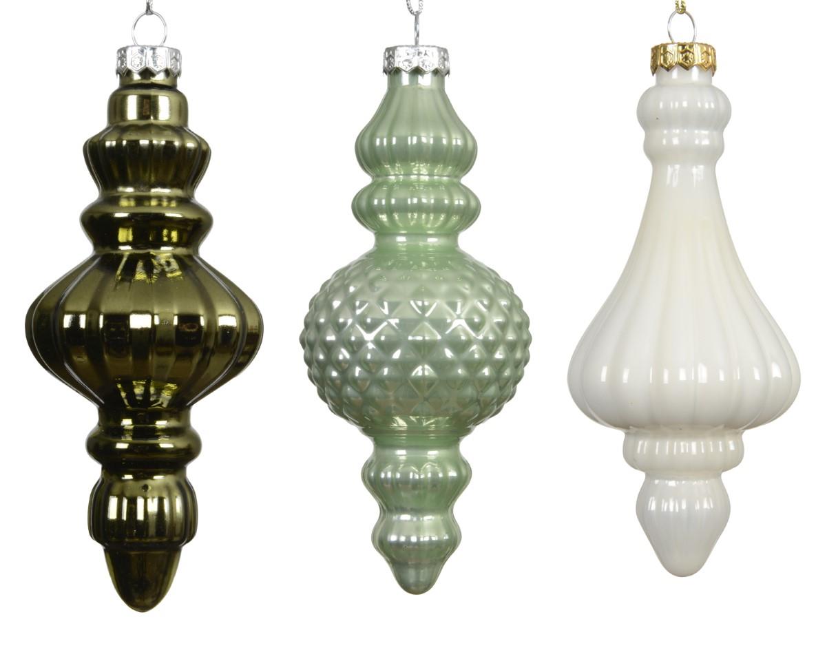 Ornament hängend grünmix Glas D6xH15cm