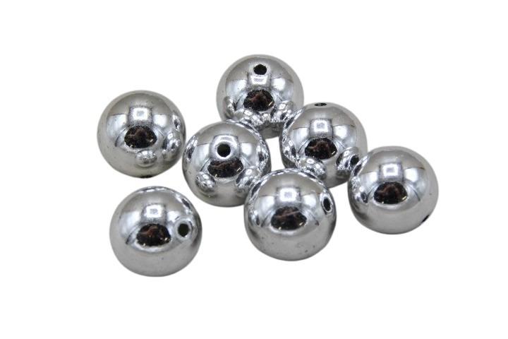 Perlen Kunststoff silber 14mm 300 Gramm