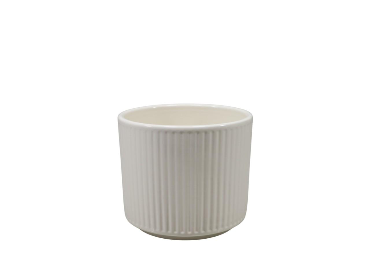 Keramikübertopf Stripes creme-glanz D12cm
