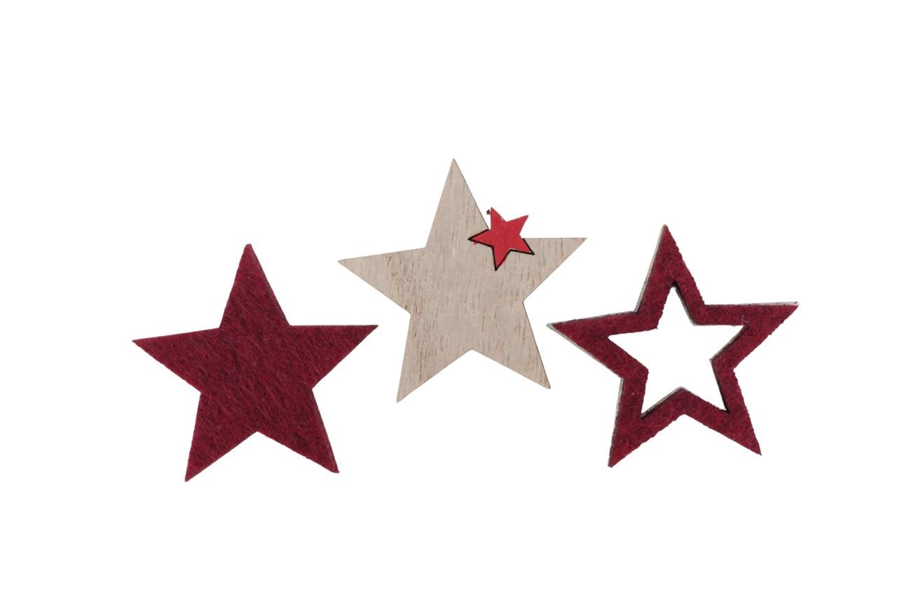 Streuer Sternenmix Paletto Holz dunkelrot D4,5cm
