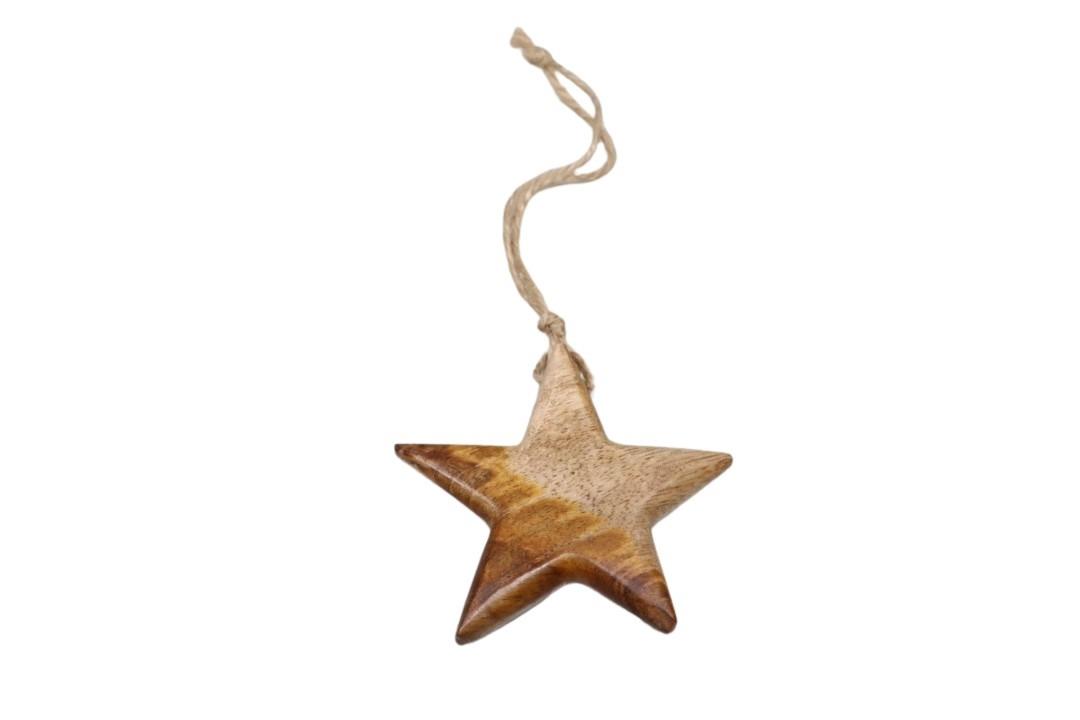 Hänger Stern Mangoholz natural D10cm