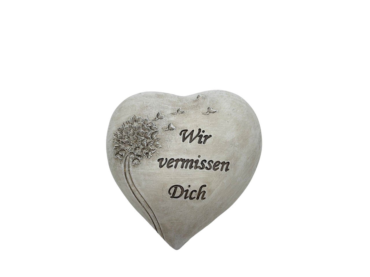 Herz Pusteblume Wir vermissen Dich Polyresin creme D9xH5cm