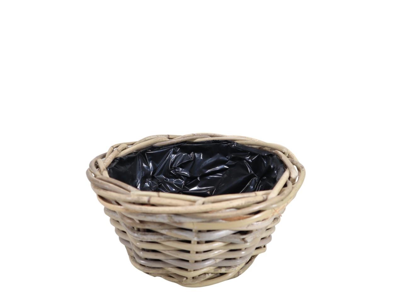 Pflanzschale  Kubu-Rattan grau D26xH14cm