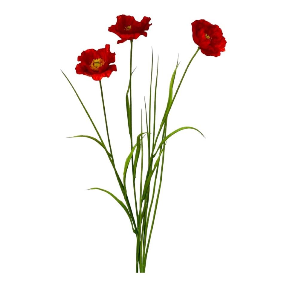 Mohnzweig m. Gras rot L69 cm