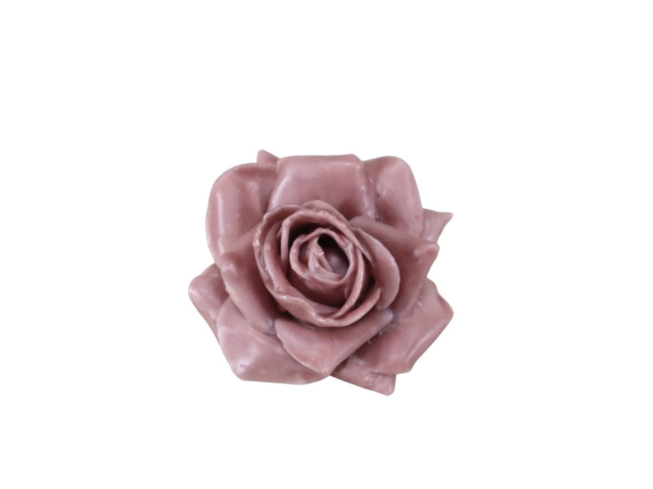 Rosenblüte Wachs 7cm mauve in Holzbox