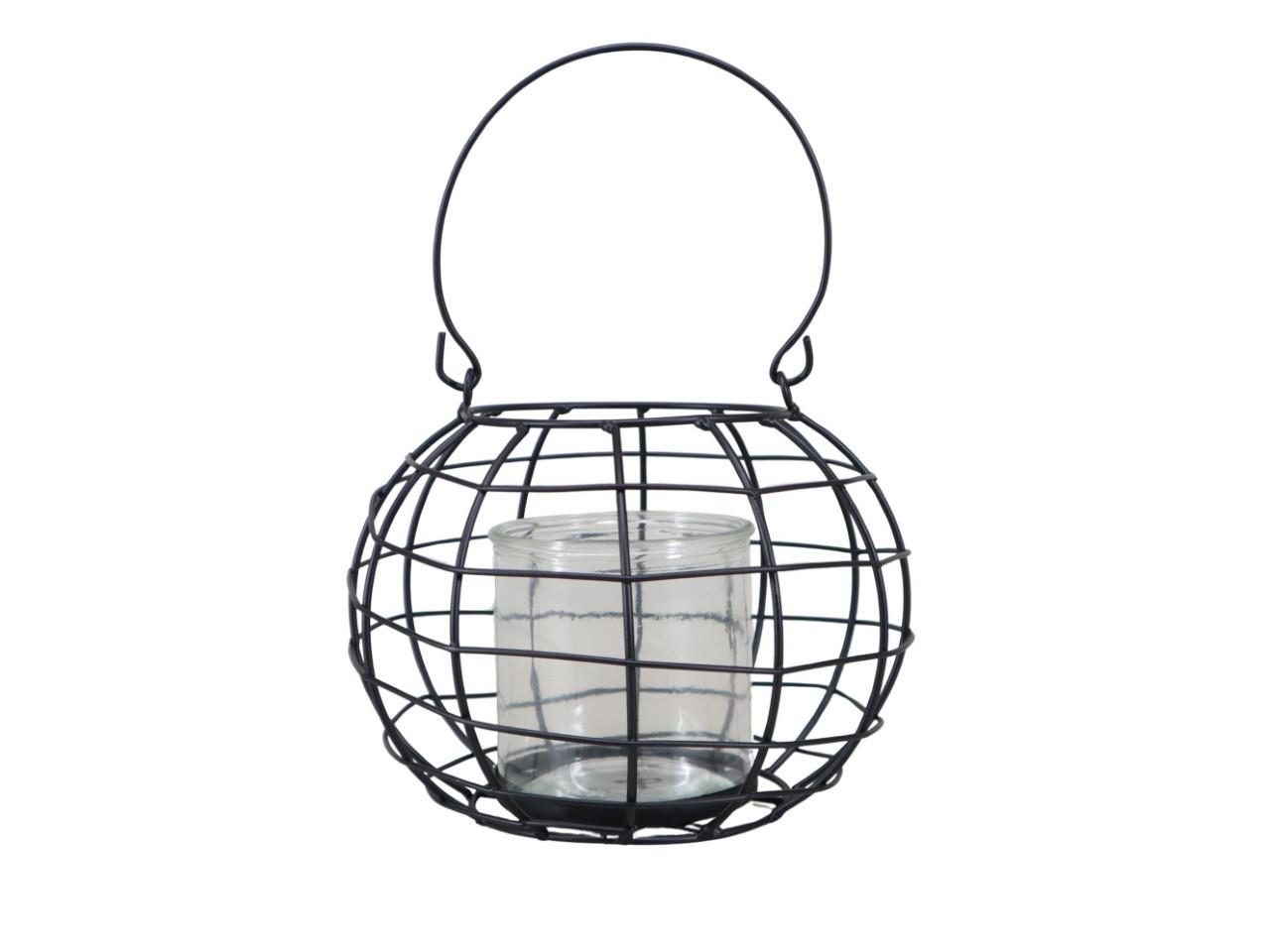 Windlicht m. Henkel Metall m. Glaszylinder D20xH15cm