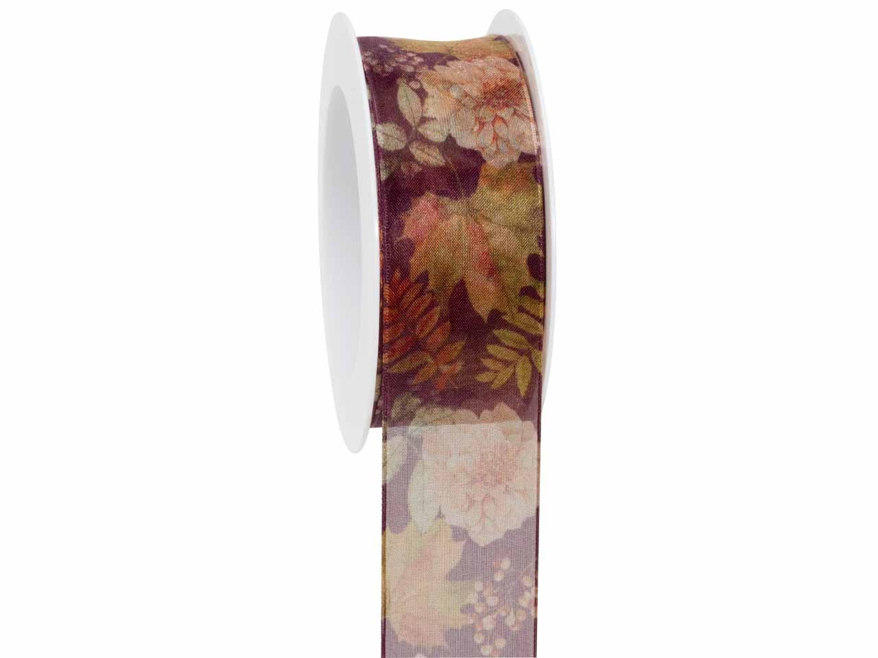 Band Autumn Flowers 40 mm 15 Meter wein 252