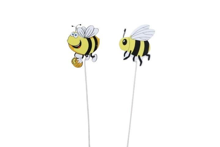 Stecker Biene Holz schwarz/gelb sortiert D7cm H26cm