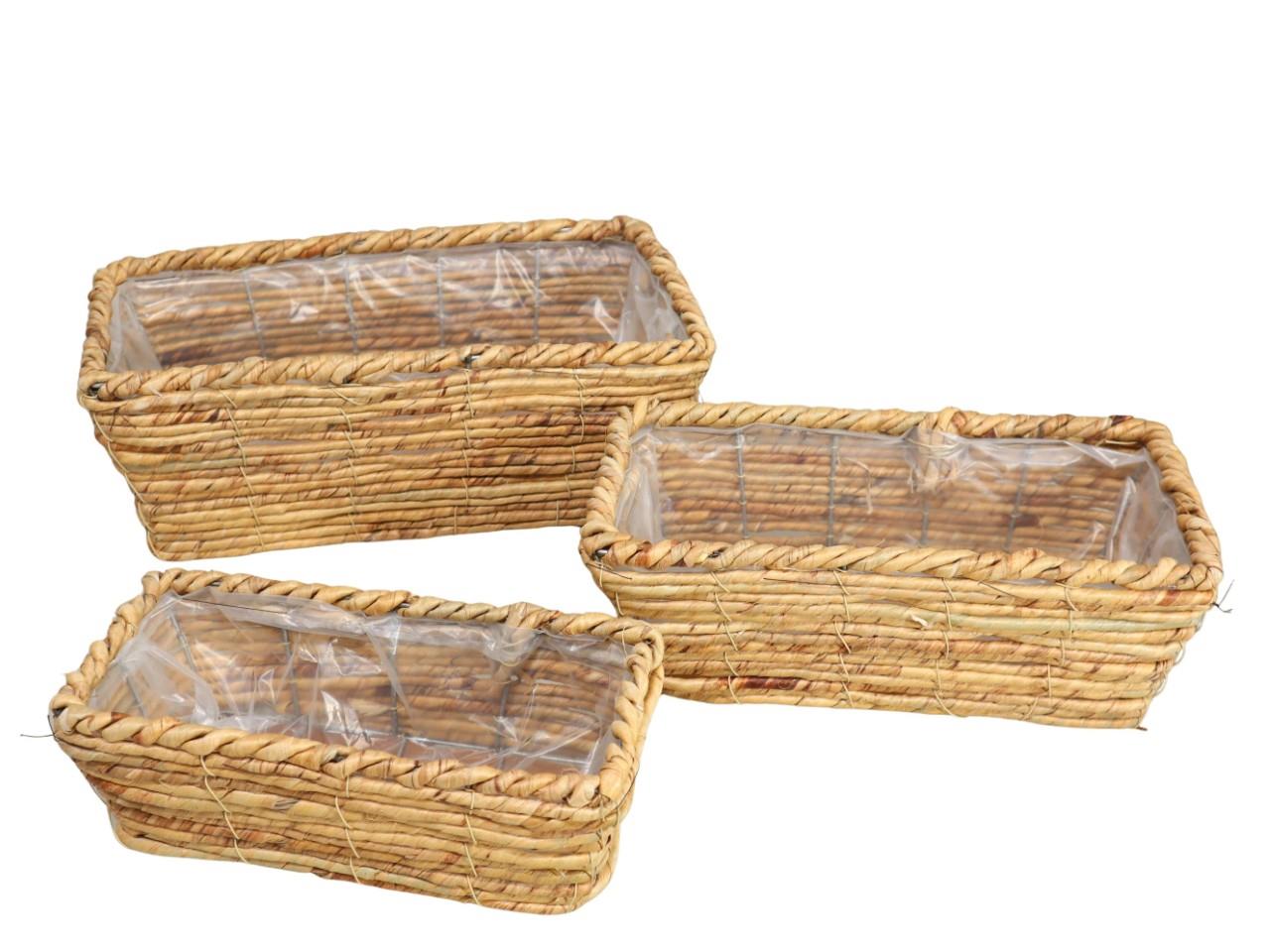 Pflanzkasten Strohseil Set/3 36x20, 29x15, 26x12cm natur