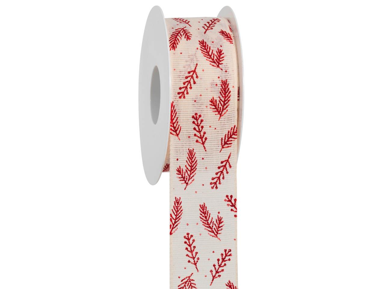 Band Nadelzweig 40 mm 15 Meter natur/kardinal 02/26 Band Nadelzweig 40 mm 15 Meter natur/kardinal 02/26