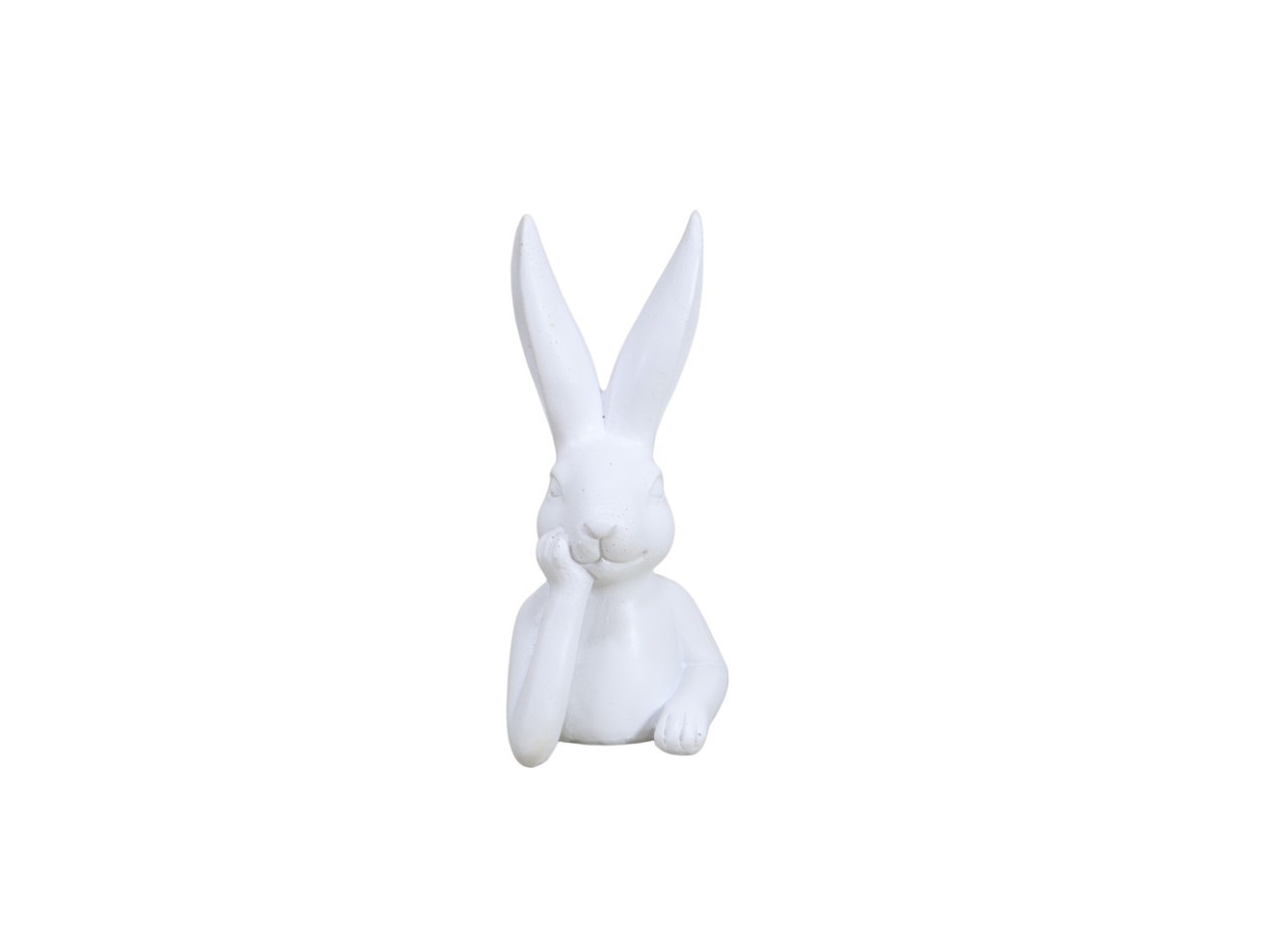 Hase denkend Polyresin weiß D7,4xH15cm