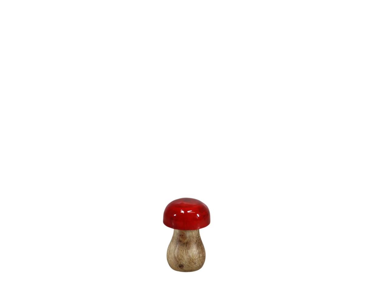 Pilz Mangoholz natur/rot H7cm