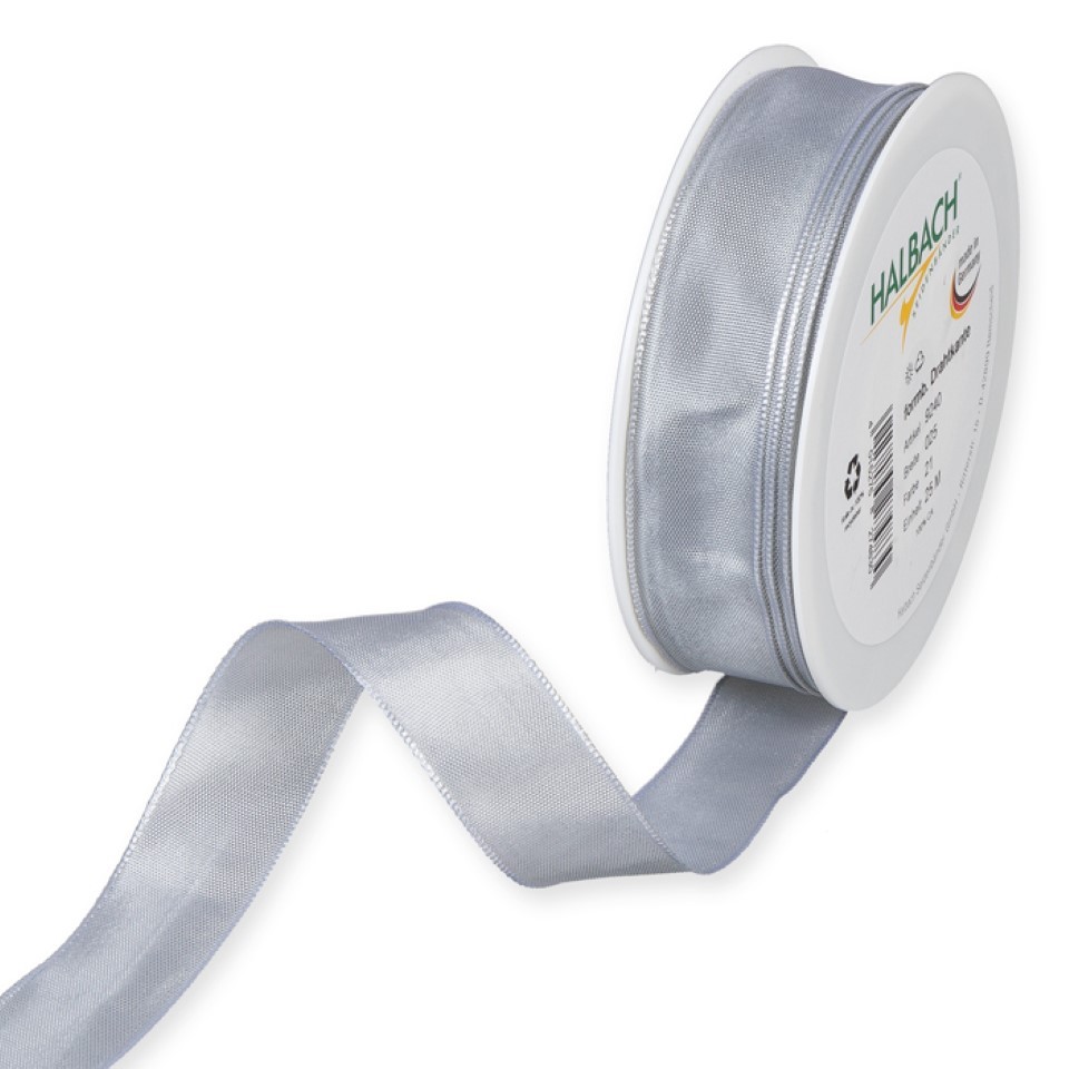 Drahtkantenband 25mm hellgrau 21