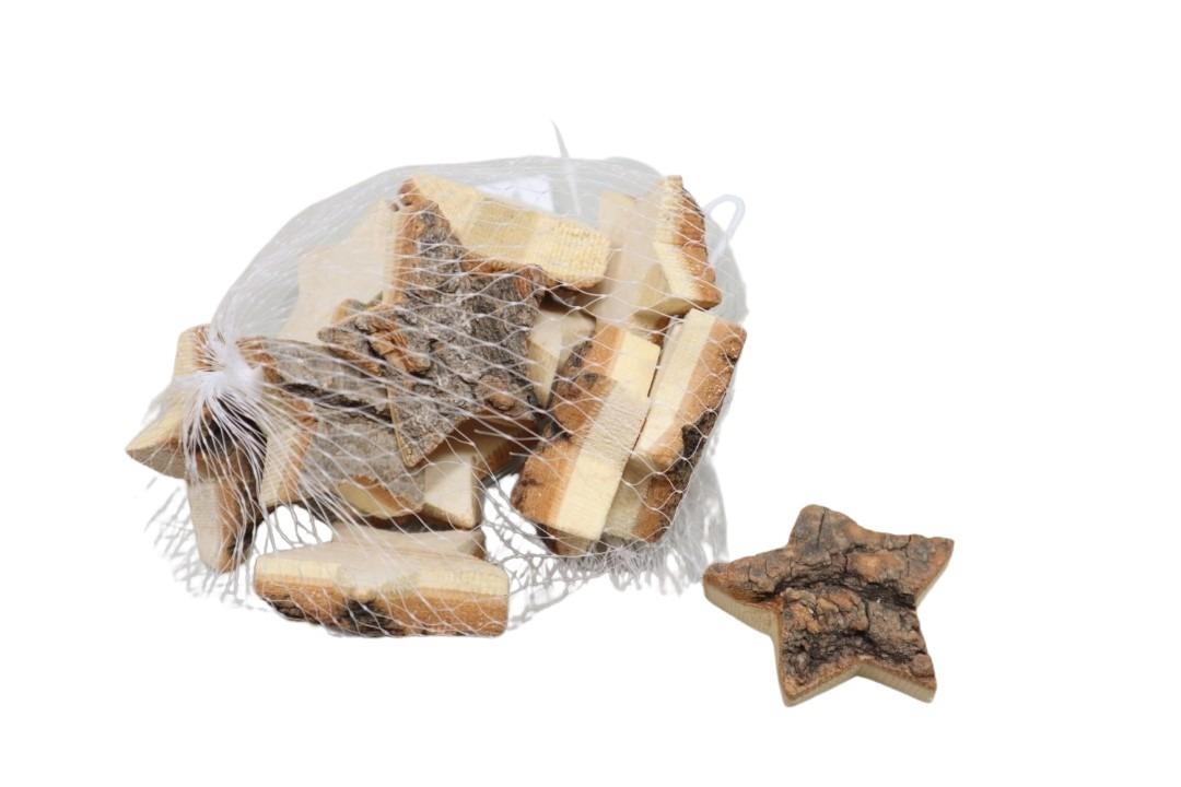 Sterne m. Rinde Pappelholz natur D5cm