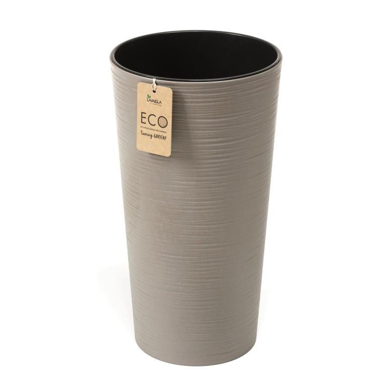 Eco Vase Plastik H40/D25cm rund taupe m.Einsatz 840-27
