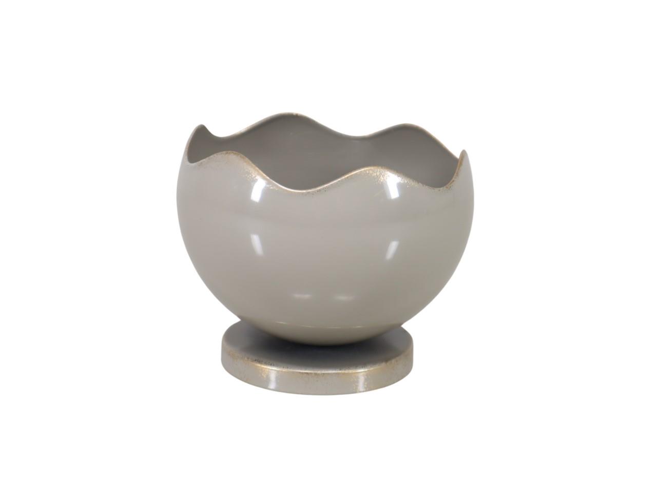 Schale inkl. Stabkerzenhalter Metall taupe/gold D12cm