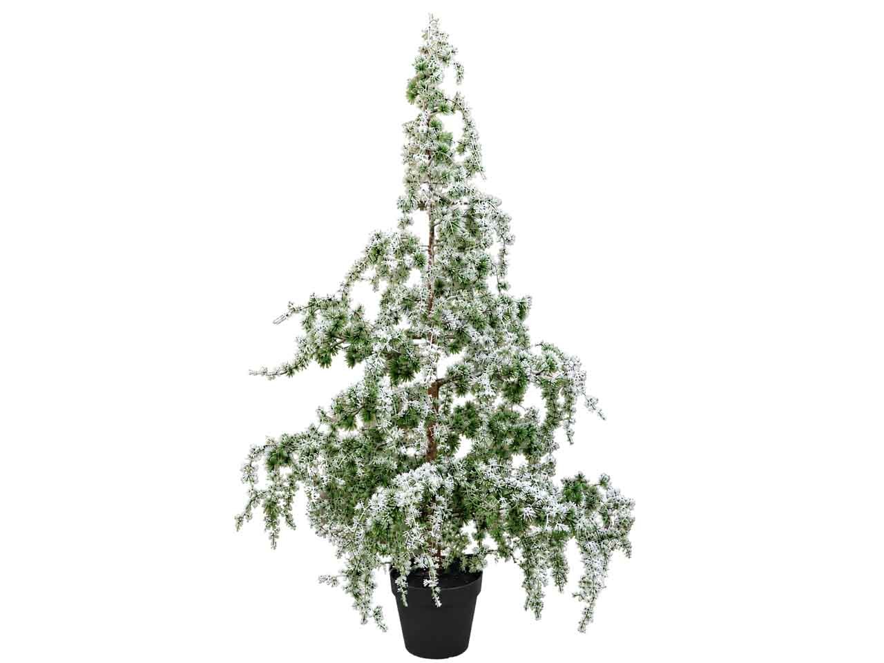 Zederbaum im Topf mit Schnee, Kunststoff, grün/weiß H150cm