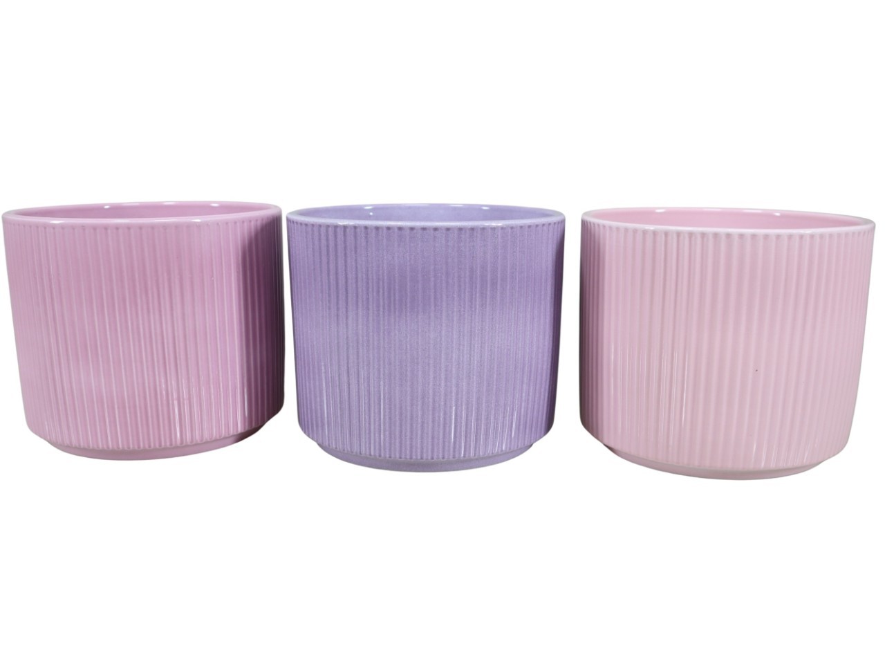 Keramikübertopf Stripes rosamix D16cm