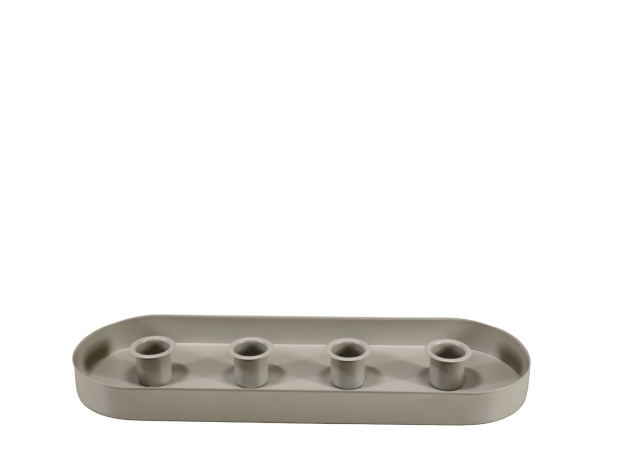 Schale oval mit 4/Kerzenhalter Metall taupe matt L30cm