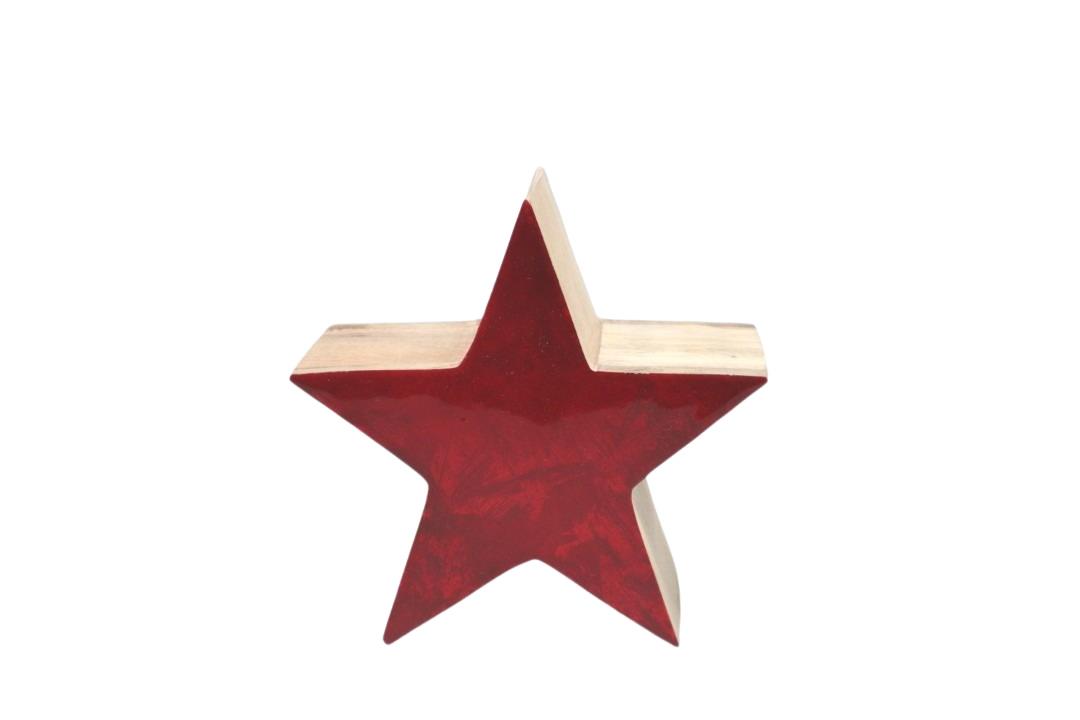 Stern stehend Mangoholz rot D20x10cm