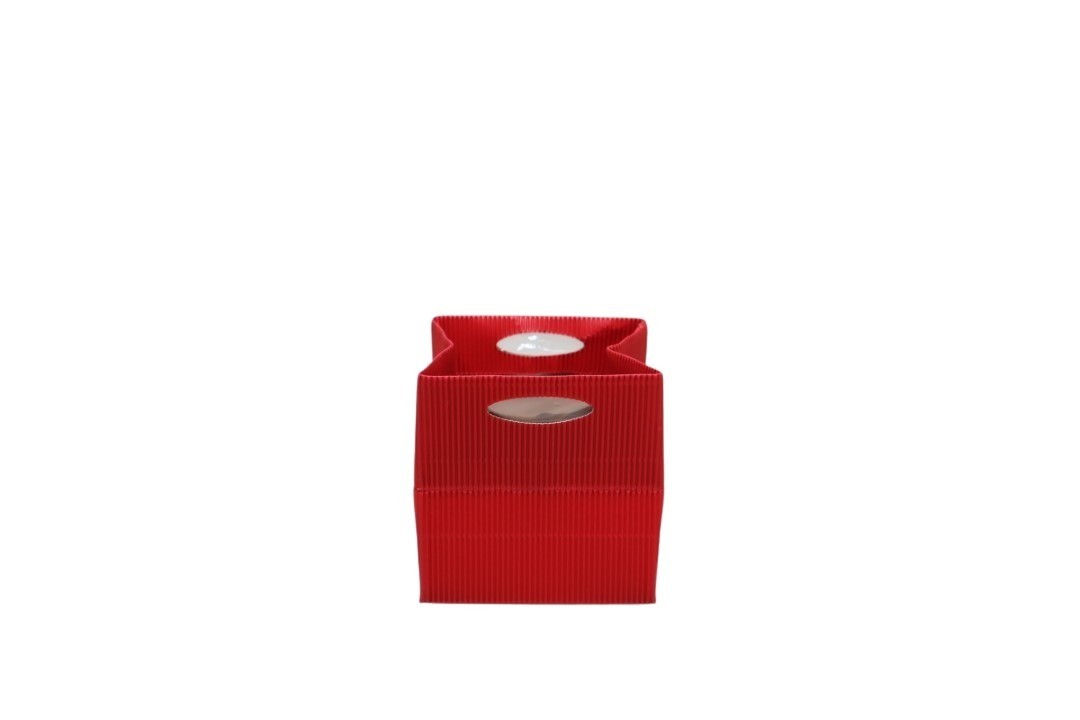 Tasche m. Folie Wellpappe weihnachtsrot 10,5x10,5cm