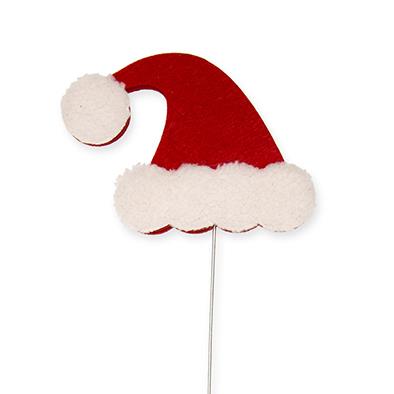 Stecker Filz Weihnachtsmütze 10 cm rot/weiss