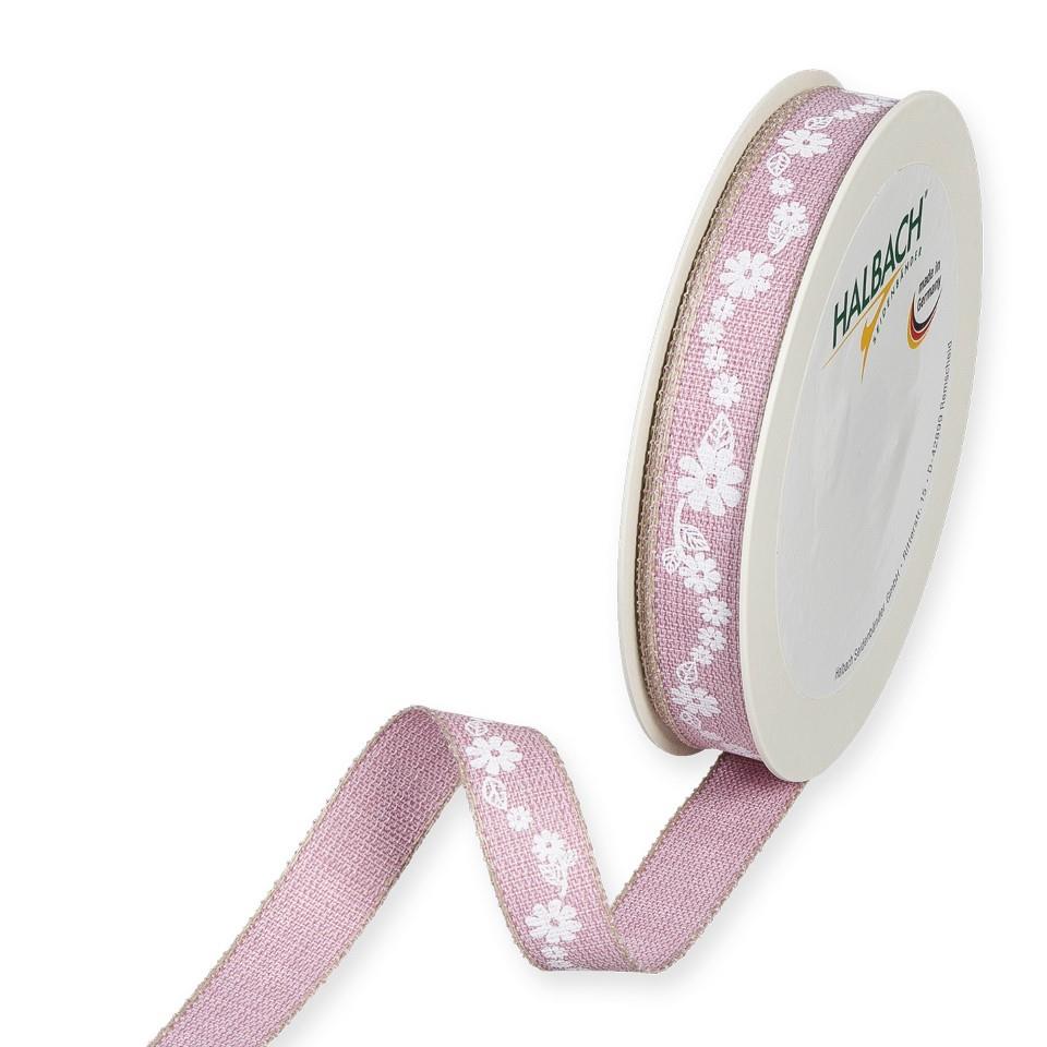 Druckband Blumenranke 15 mm 20 Meter pale berry/white 510 Druckband Blumenranke 15 mm 20 Meter pale berry/white 510