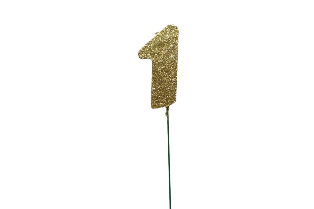Glimmer-Einzelzahl -1- gold