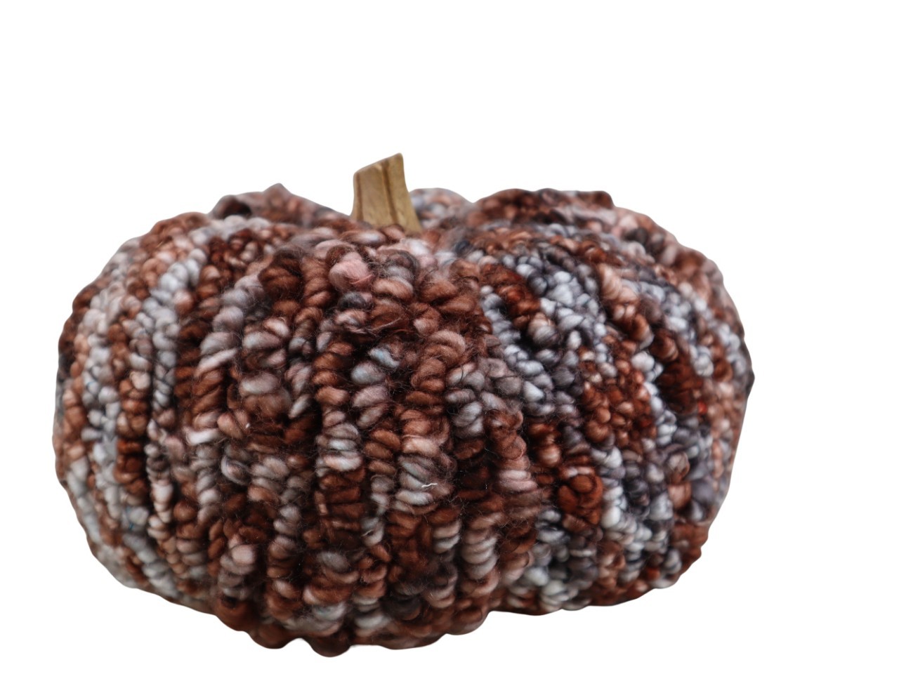 Kürbis "Wolle" mit Holzstiel multicolor D20cm