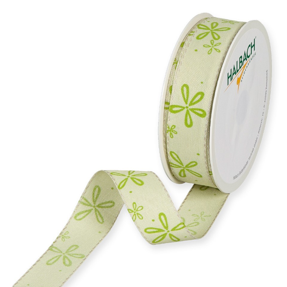 Druckband Blüten 25 mm 18 Meter pale green 290