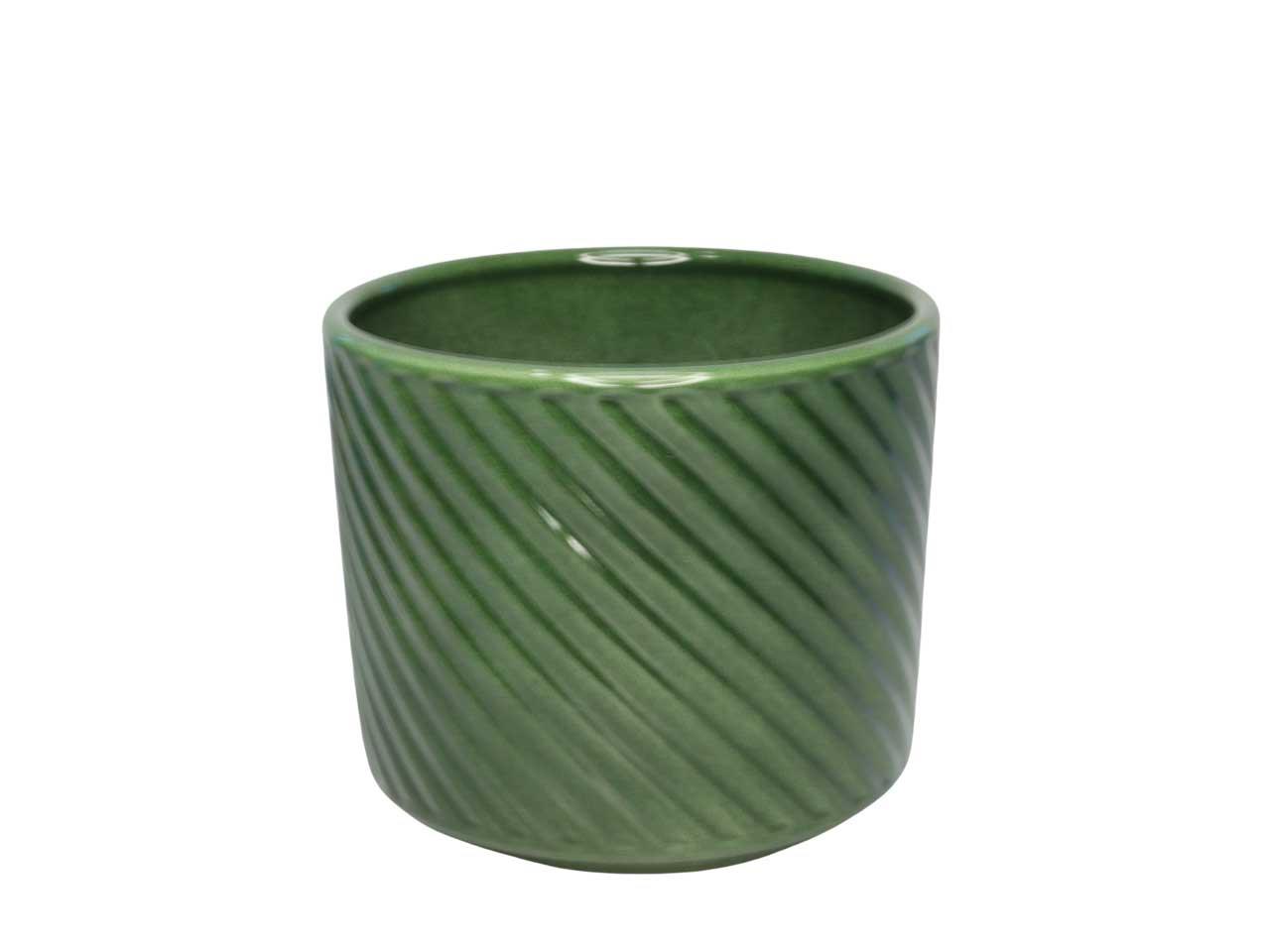 Keramikübertopf Spirelli laubgrün-lasur D13cm