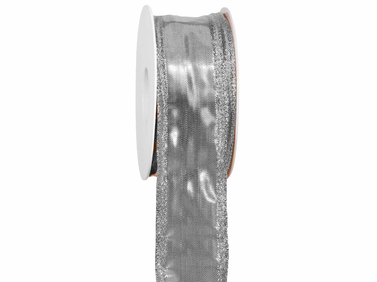 Band Gold oder Silber m. Draht 40 mm 25 Meter silber 05