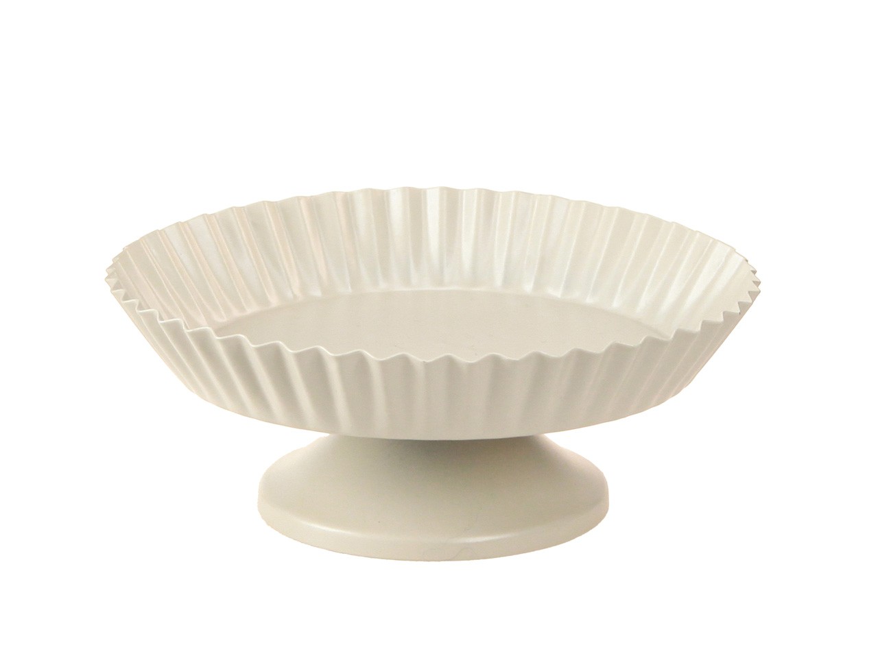 Untersetzer Wellenrand auf Fuß Metall creme D24xH7cm